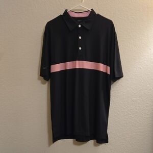 Dunning Elegant Black Golf Polo Shirt with Pink Accent - Large